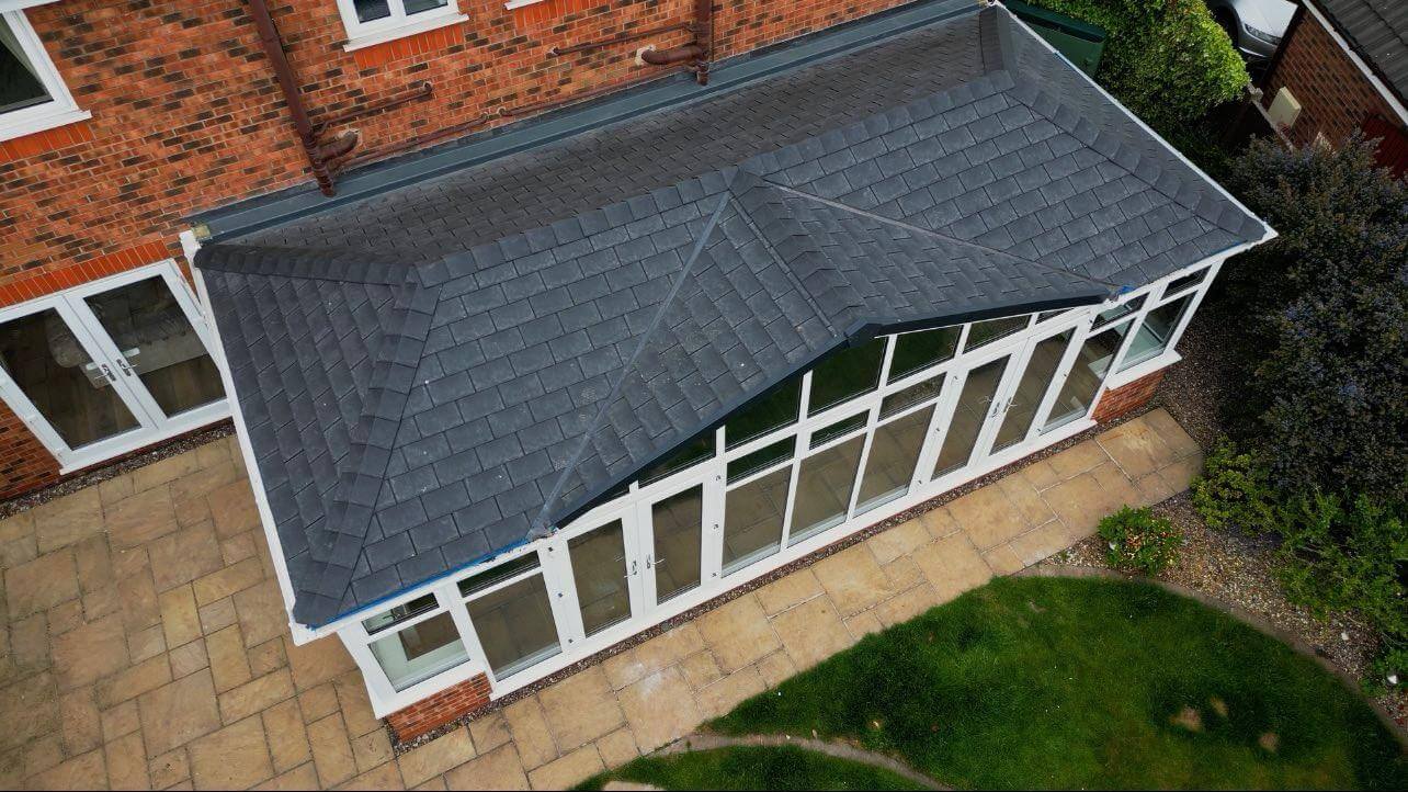 New tiled roof on a conservatory by Warrington Roofing Ltd
