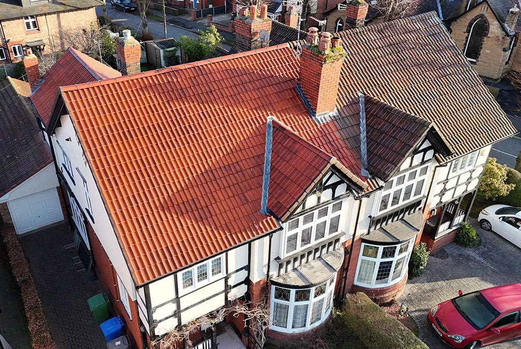 Completed tiled roof project by Warrington Roofing Ltd