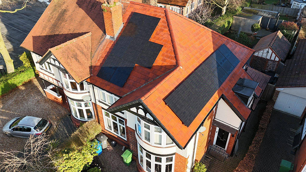Roofing project with solar panels by Warrington Roofing Ltd